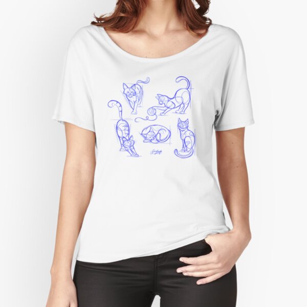Blue Print Cats (Version 1) Relaxed Fit T-Shirt