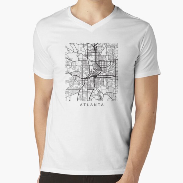 Atlanta GA Minimalist City Street Map Dark Design V-Neck T-Shirt
