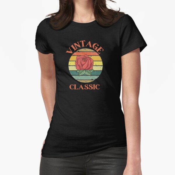 Classic Retro Vintage Style Rose Fitted T-Shirt