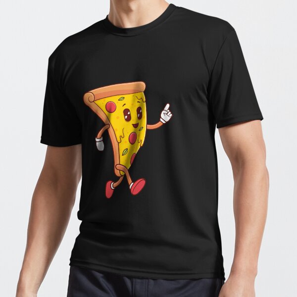 Cute Cartoon of Slice of Pizza Character. Active T-Shirt