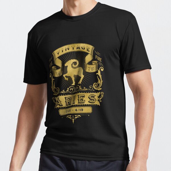The Zodiac Sign of Aries Golden Vintage 1975 Active T-Shirt