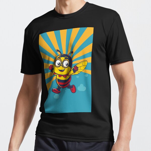 Anthropomorphic Superhero Bee in Vibrant Colors Active T-Shirt