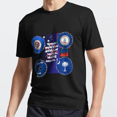 4 patriotic states of Usa Active T-Shirt