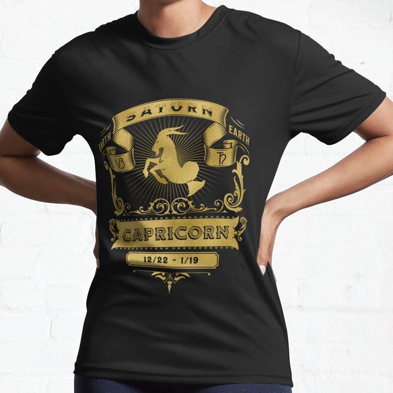 The Zodiac Sign of Capricorn Golden Active T-Shirt