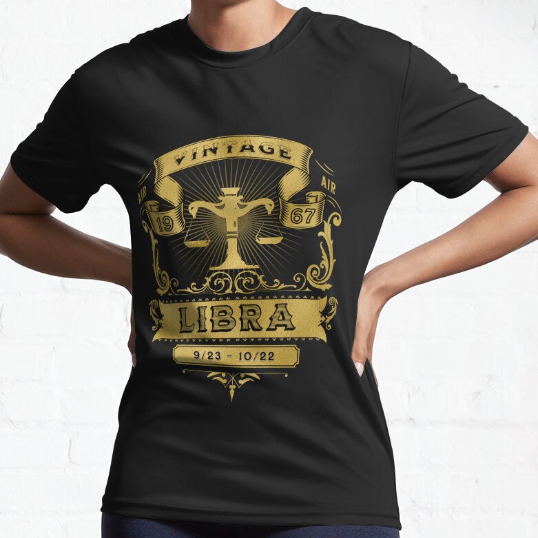 The Zodiac Sign of Libra Golden Vintage 1967 Active T-Shirt