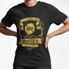 The Zodiac Sign of Pisces Golden Vintage 1978 Active T-Shirt