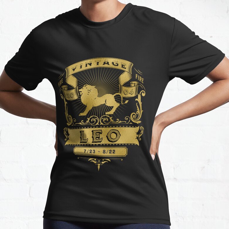 The Zodiac Sign of Leo Golden Vintage 2004 Active T-Shirt
