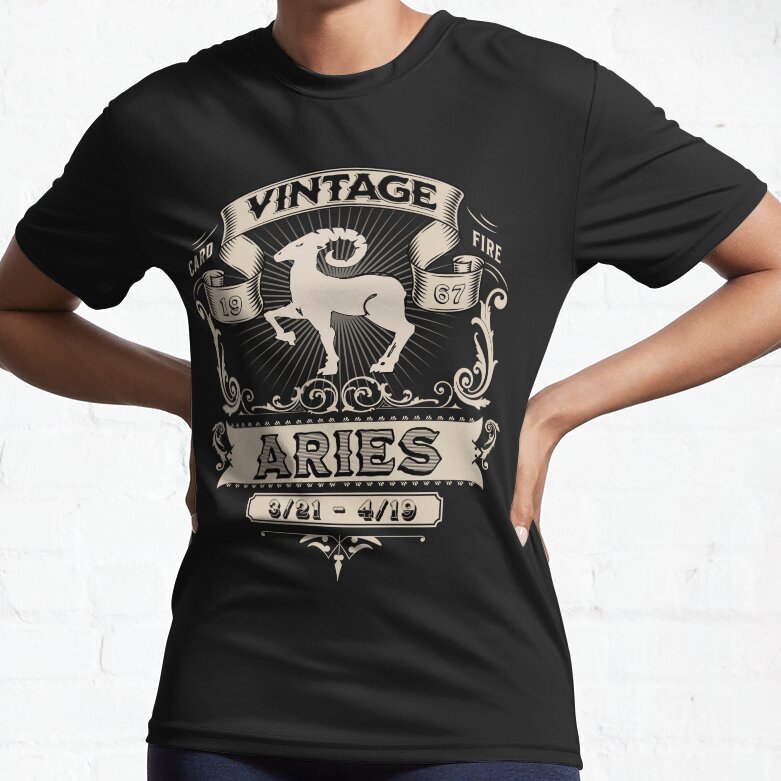 Vintage Aries Birthday Year 1967 Zodiac Active T-Shirt