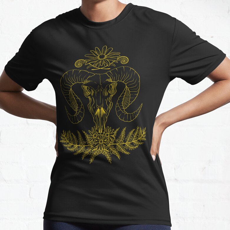 Ram Skull. [yellow] Active T-Shirt