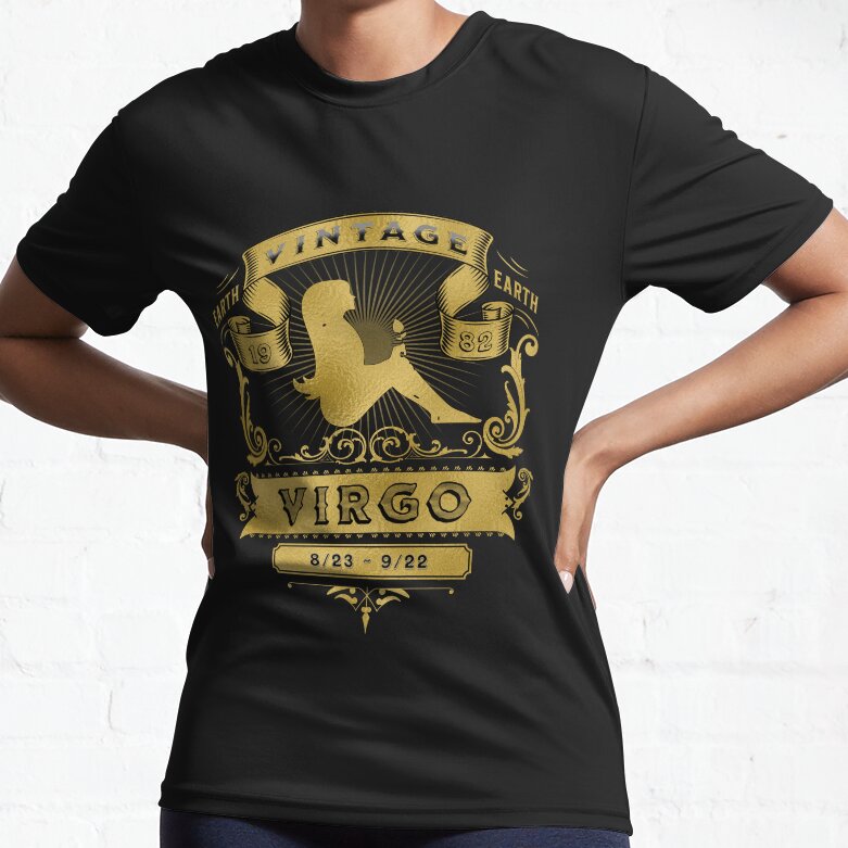 The Zodiac Sign of Virgo Golden Vintage 1982 Active T-Shirt