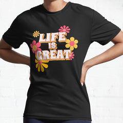 LIFE IS GREAT Hippies Retro Flower Active T-Shirt
