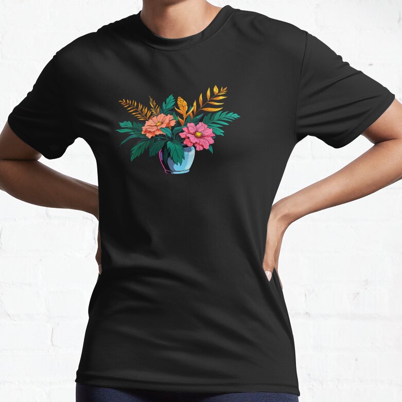 Retro Aesthetic Flower Vase Active T-Shirt