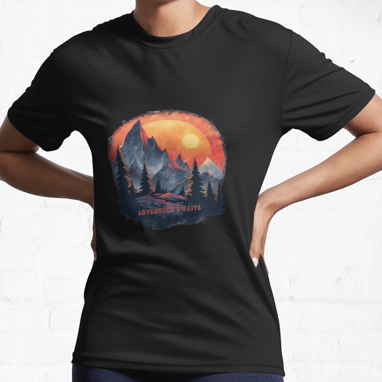 Ascending Dreams 3D Mountain Sunrise Art Active T Shirt