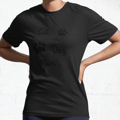 Cat and Dog Mom Kitten and Puppy Mama Kitty and Pup Mother Funny T-Shirt Active T-Shirt