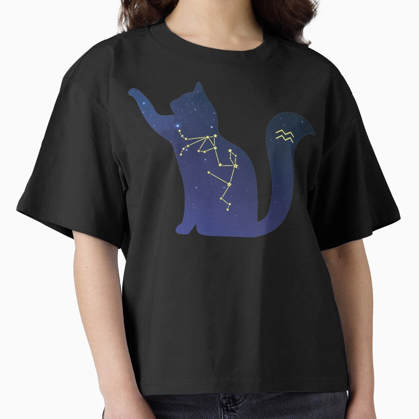 Cat Aquarius Zodiac Constellation, Sign, Astrology, Stars and Ascendant sign Boxy T-Shirt