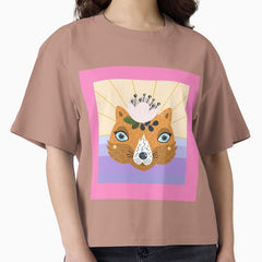 jungle fox face in retro pink sunset Boxy T-Shirt