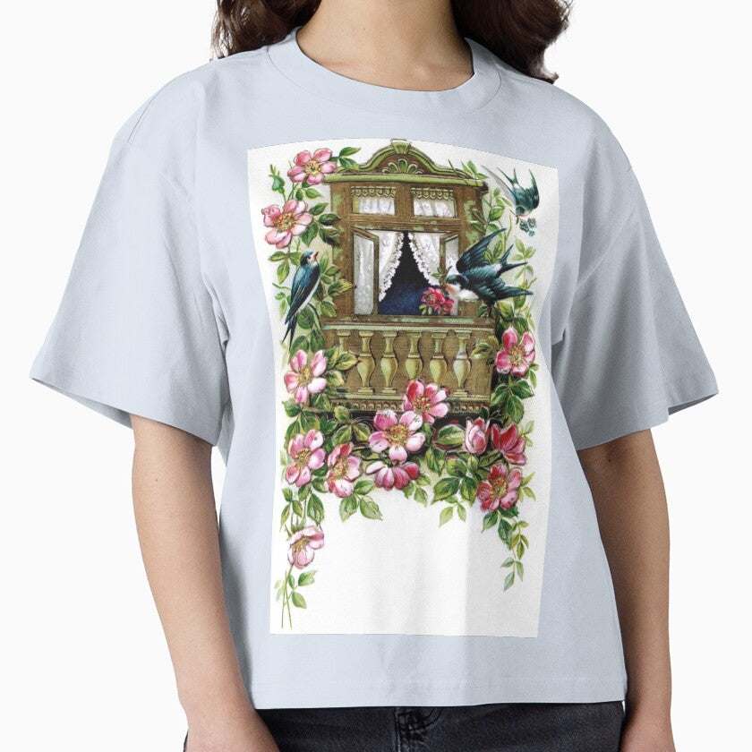 Vintage Birds and Flowers Boxy T-Shirt