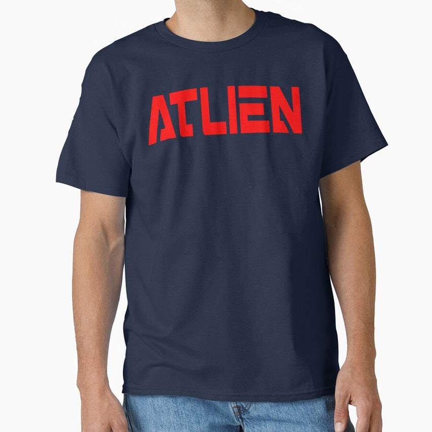Atlien Space Laser Text Navyred Classic T Shirt