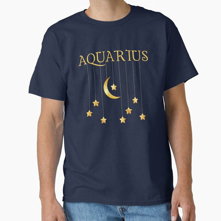 Aquarius Zodiac Sign with Stars Classic T-Shirt