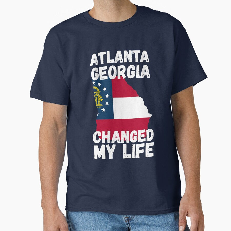 Atlanta Georgia Changed My Life Map Georgia Flag Colors Classic T Shirt