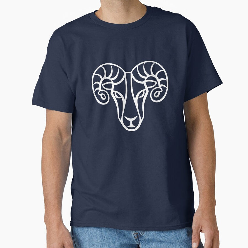 Aries Sign On Navy Background Classic T Shirt