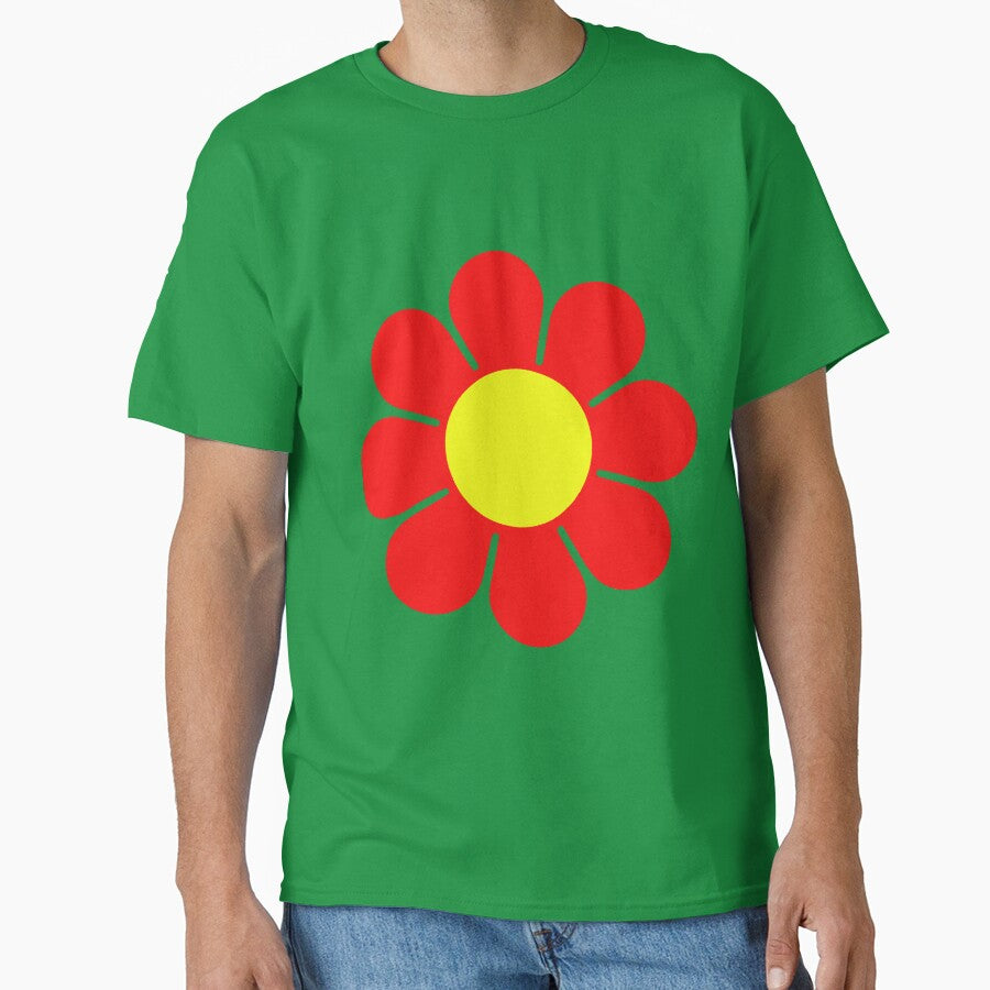 Red Yellow Hippy Flower Daisy Classic T-Shirt