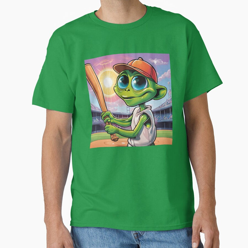 Alien playing baseball Classic T-Shirt