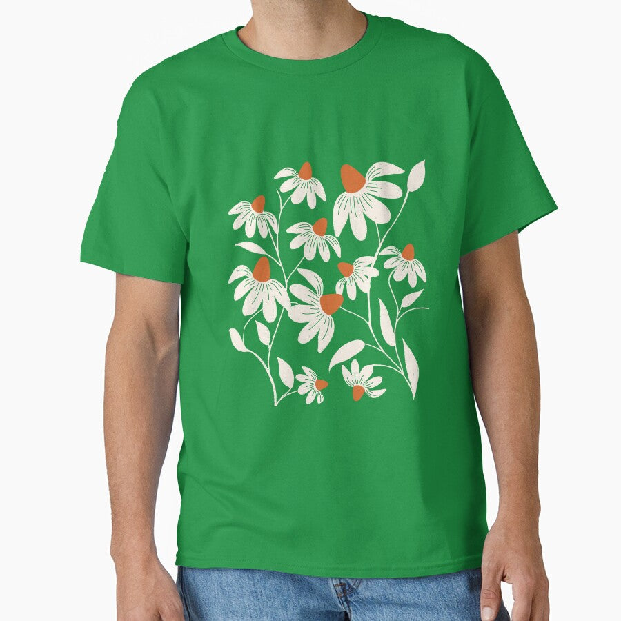 Floriography - White Coneflower - Green Classic T-Shirt