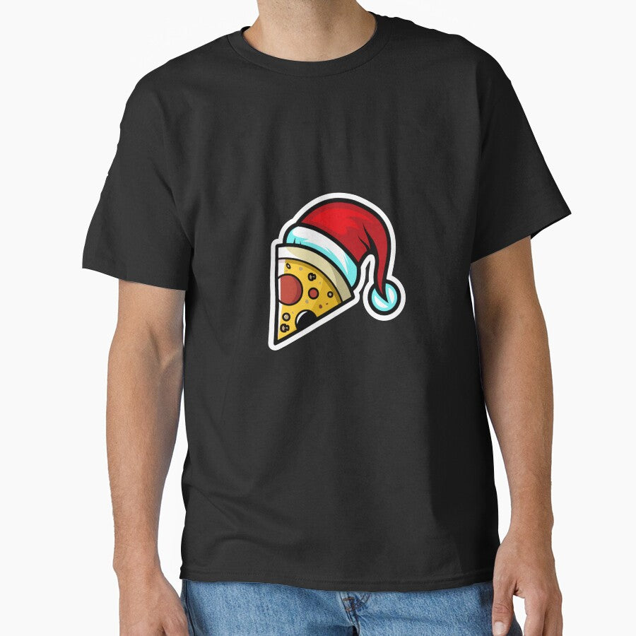 pizza slice with christmas hat Classic T-Shirt