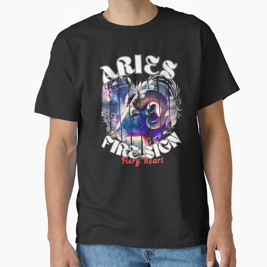 Aries Fire Sign Fiery Heart Classic T Shirt