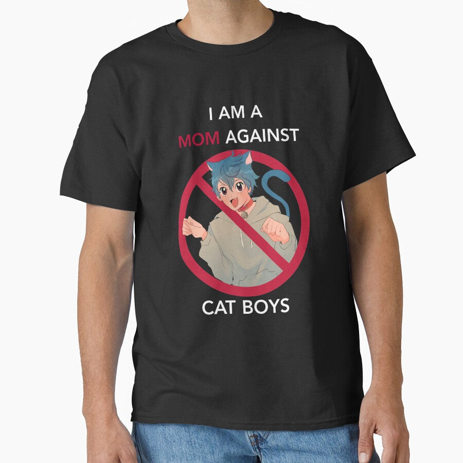 (WHITE TEXT VERS.) I AM A MOM AGAINST CAT BOYS Classic T-Shirt