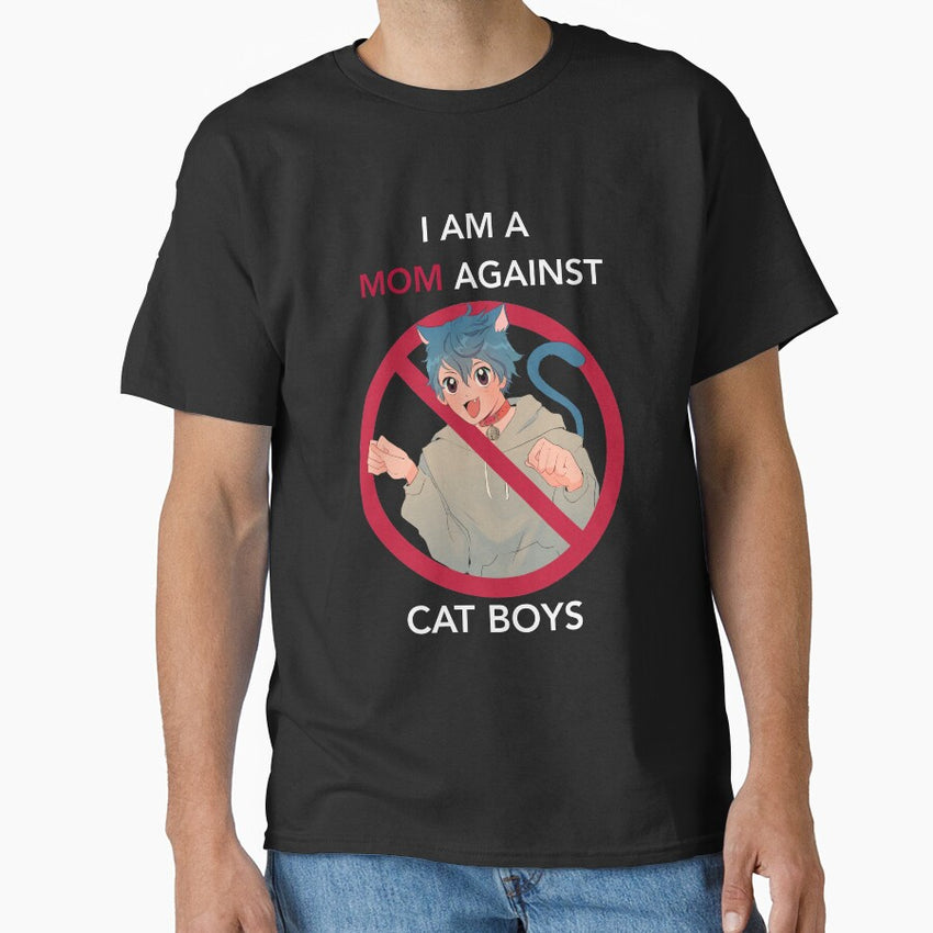 (WHITE TEXT VERS.) I AM A MOM AGAINST CAT BOYS Classic T-Shirt