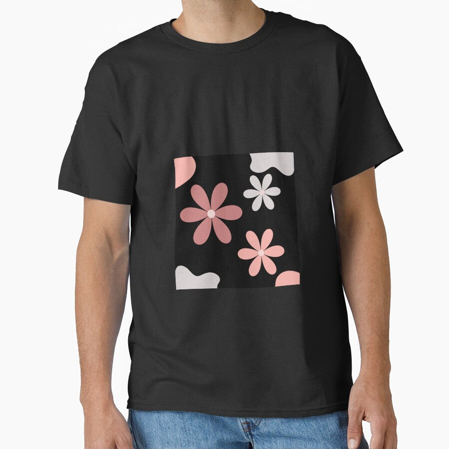 Retro Blossom Vibes – Minimal 70s Floral Design Classic T-Shirt