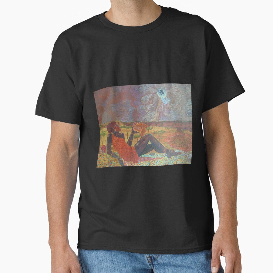 African American masterpiece 'The Sun Shines on All' landscape Serengeti painting by Lola Lonli Classic T-Shirt