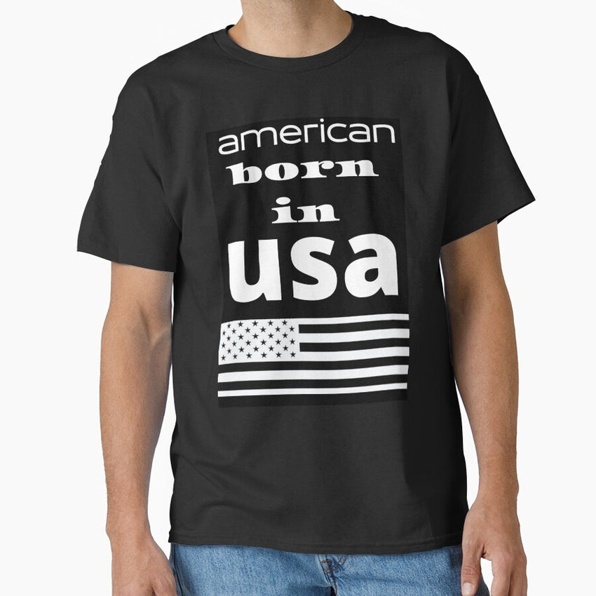 america usa born black sport wear cloth shirt national police Classic T-Shirt