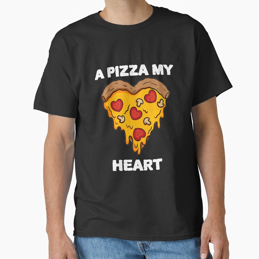 A Pizza My Heart - A Heart Shape Pizza Design with a funny pun. Classic T-Shirt