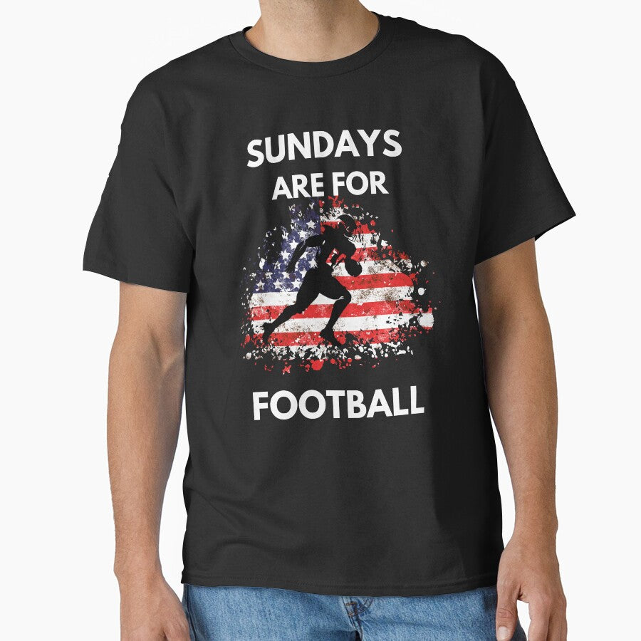 American Football Players on American Flag Sunday Classic T-Shirt