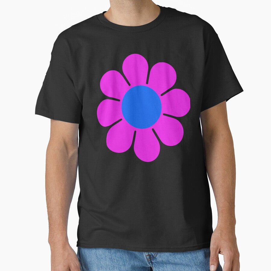 Pink Blue Hippie Flower Power Daisy Classic T-Shirt