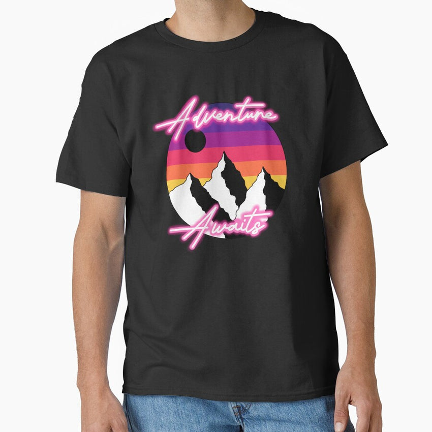 Adventure Awaits 80S Neon Graphic Classic T Shirt