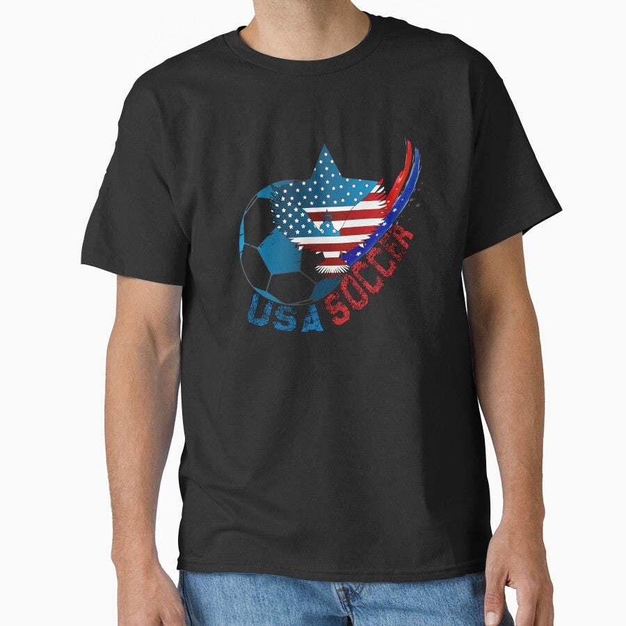 Awesome Usa Soccer Usa Flag Football Lovers Women Classic T-Shirt