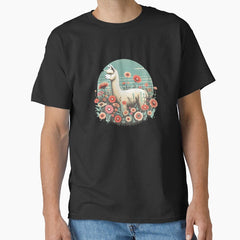 Alpaca with Blooming Flowers T-Shirt Classic T-Shirt