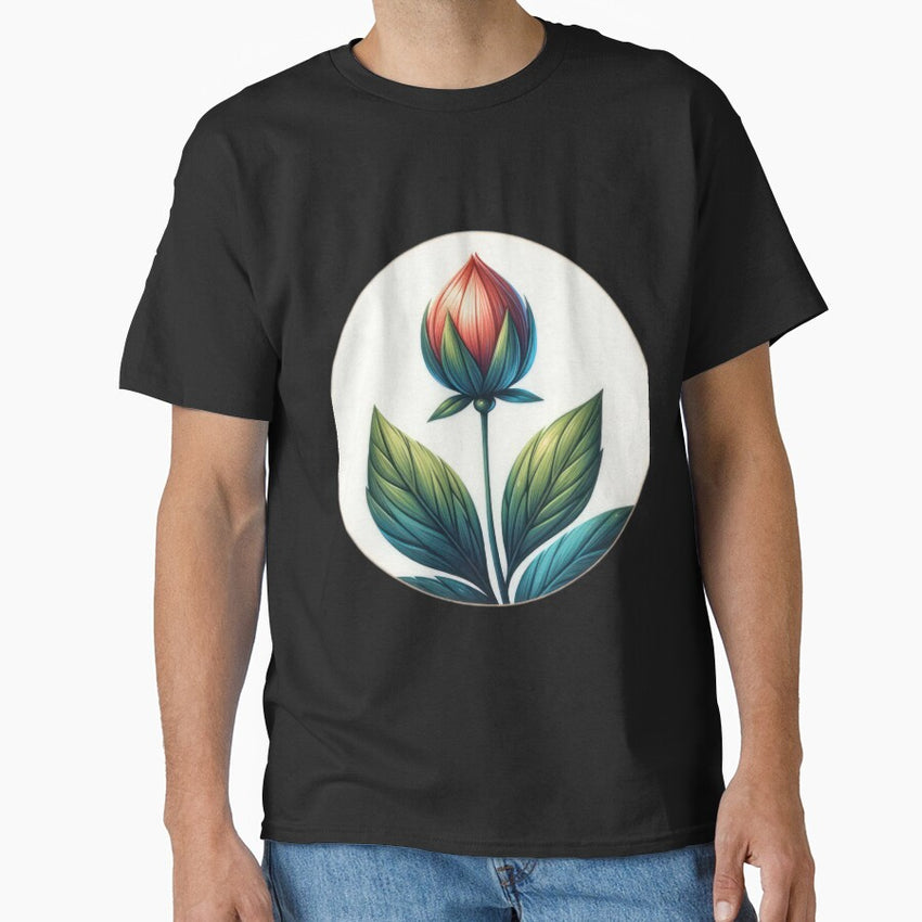 flower bud rain retro floral flowers Classic T-Shirt