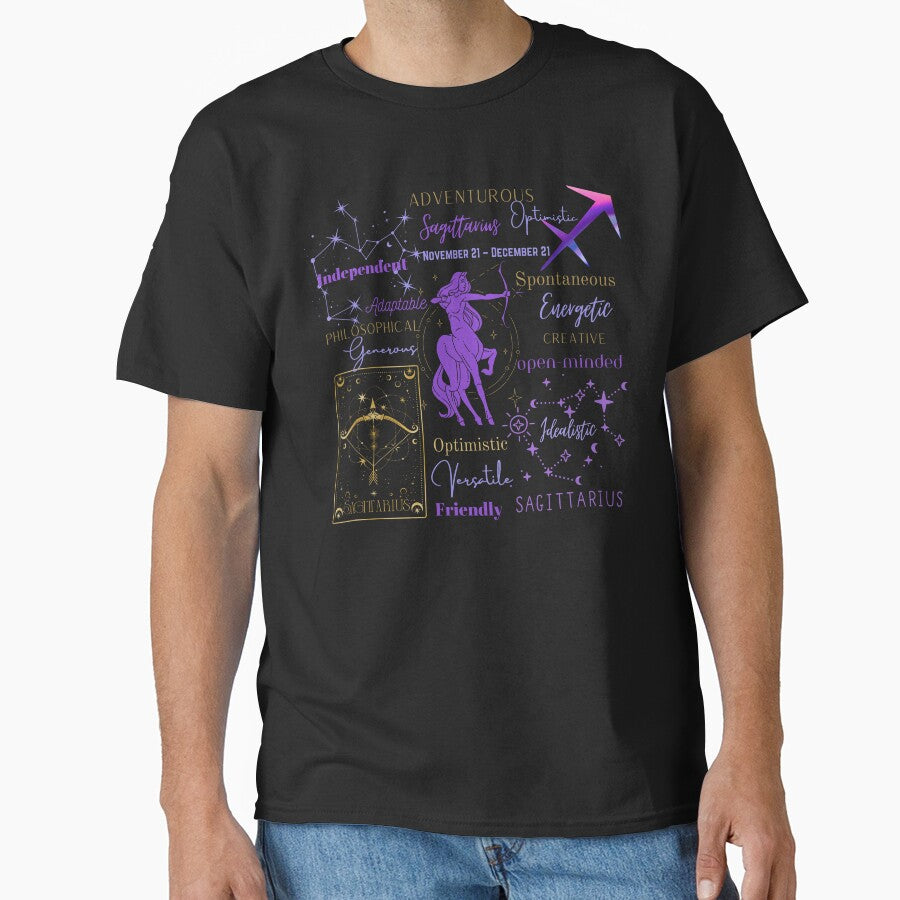 Dark Academia Astrology Star Constellation Horoscope Zodiac Sign Sagittarius Classic T-Shirt