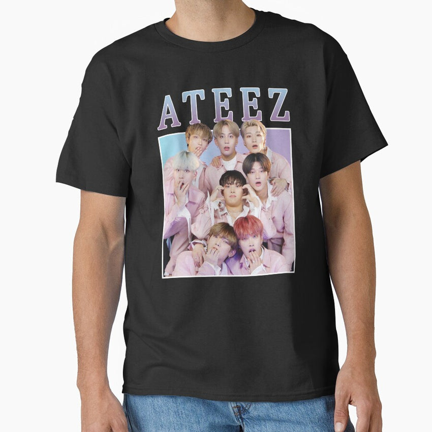 Ateez Cute Vintage Retro Kpop Band Style 90S Classic T Shirt