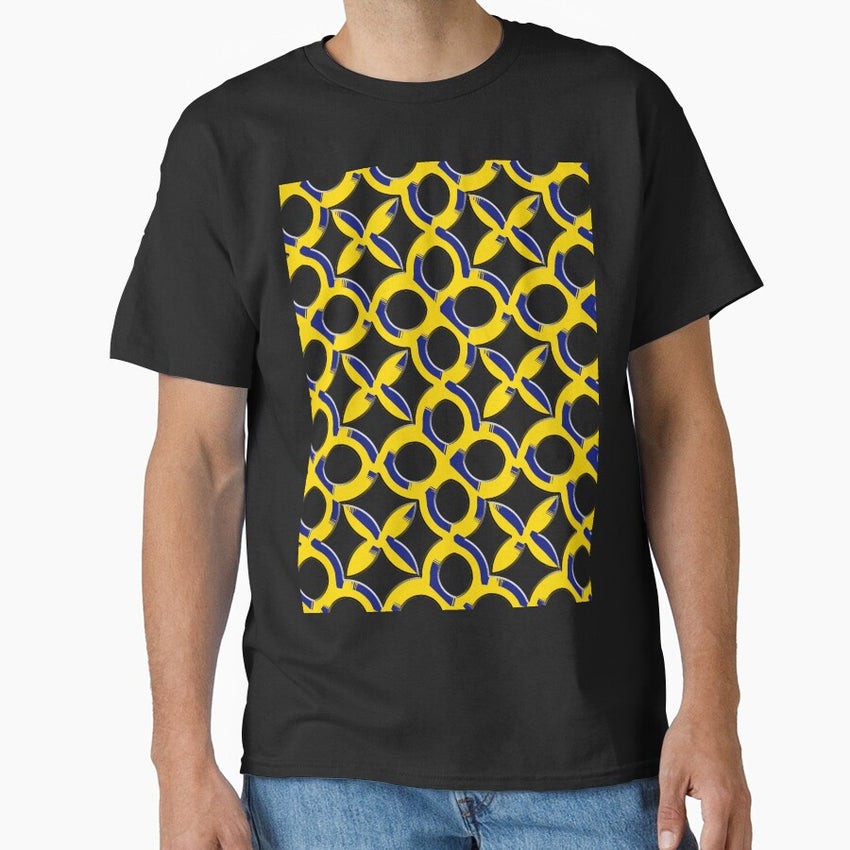 A Pattern Of Circular Rings In Blue And Yellow Classic T Shirt