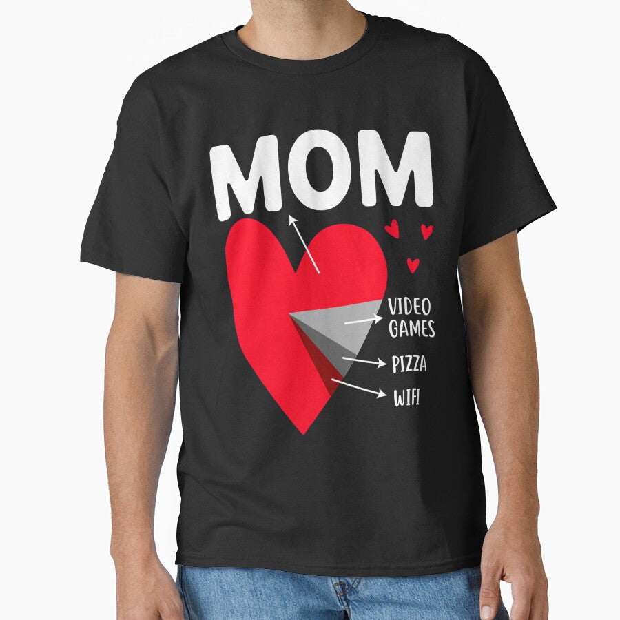 Heart Mom Video Games Pizza Wifi Valentines Day Classic T Shirt