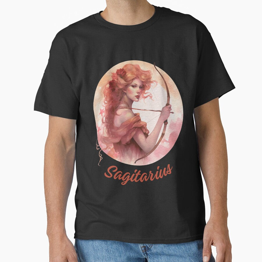 Colorful beautiful Sagittaurius zodiac- Horescope/SunSign Theme on grey back ground Classic T-Shirt