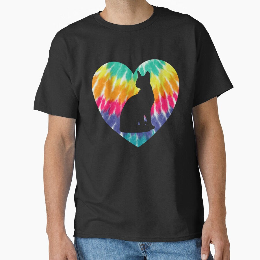 Abyssinian Heart With Tie dye Print Abyssinian Cat Mom Dad Classic T-Shirt