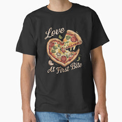 Heart-Shaped Pizza Design with Cheesy Love Theme Classic T-Shirt