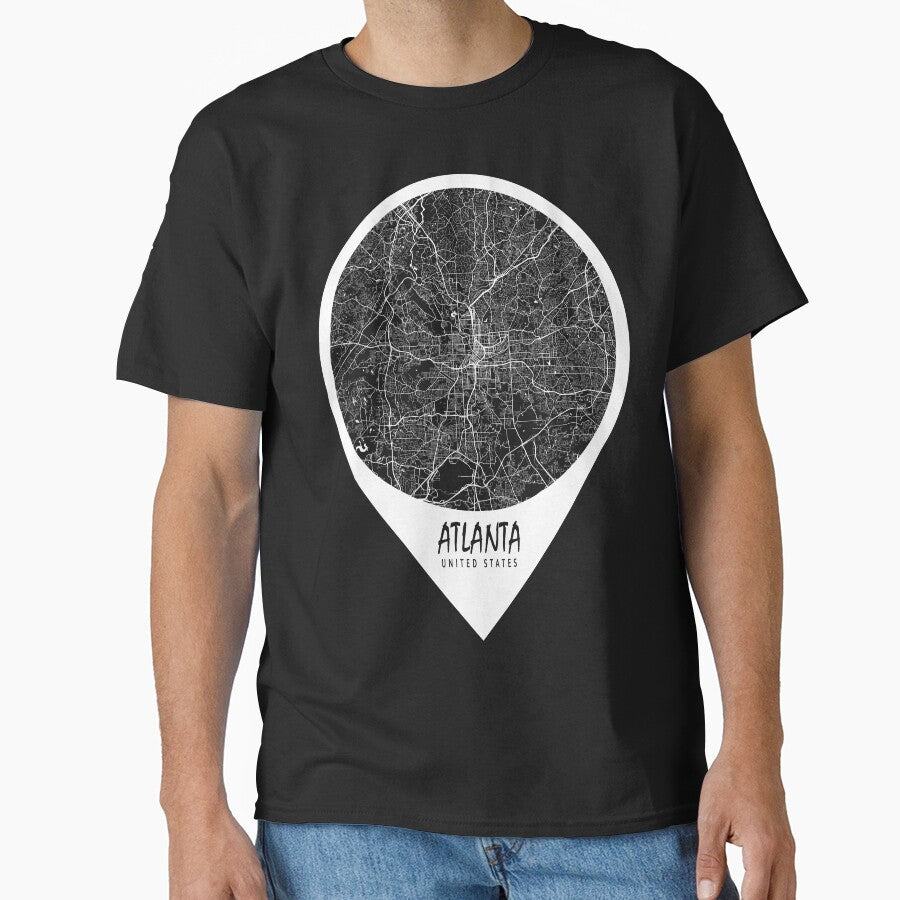 Atlanta City Map of the United States - Circle Classic T-Shirt